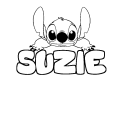 Coloring page first name SUZIE - Stitch background