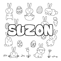 Coloring page first name SUZON - Easter background