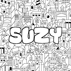 Coloring page first name SUZY - City background