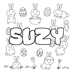 Coloring page first name SUZY - Easter background