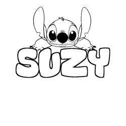 Coloring page first name SUZY - Stitch background