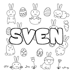 Coloring page first name SVEN - Easter background