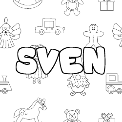 Coloring page first name SVEN - Toys background
