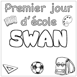 Coloring page first name SWAN - School First day background