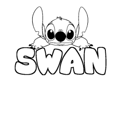 Coloring page first name SWAN - Stitch background