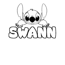 Coloring page first name SWANN - Stitch background