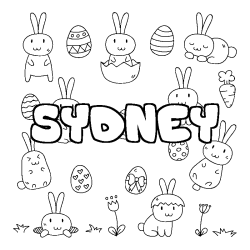 Coloring page first name SYDNEY - Easter background