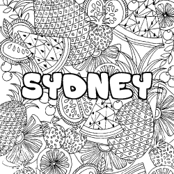 Coloring page first name SYDNEY - Fruits mandala background