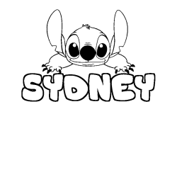 Coloring page first name SYDNEY - Stitch background