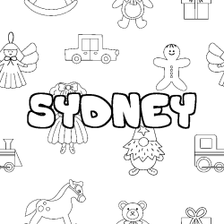 Coloring page first name SYDNEY - Toys background