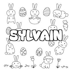 Coloring page first name SYLVAIN - Easter background