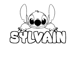 Coloring page first name SYLVAIN - Stitch background