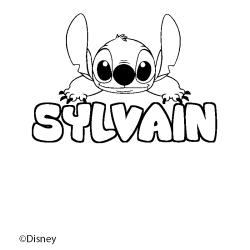 Coloring page first name SYLVAIN - Stitch background