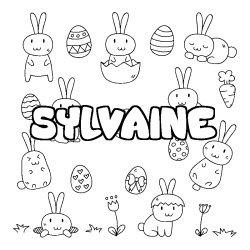 Coloring page first name SYLVAINE - Easter background