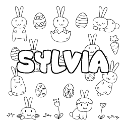 Coloring page first name SYLVIA - Easter background
