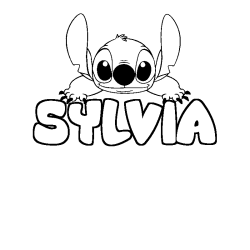 Coloring page first name SYLVIA - Stitch background