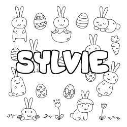 Coloring page first name SYLVIE - Easter background