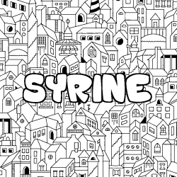 Coloring page first name SYRINE - City background