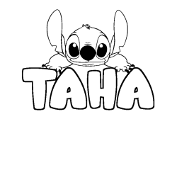 Coloring page first name TAHA - Stitch background