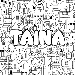 Coloring page first name TAINA - City background