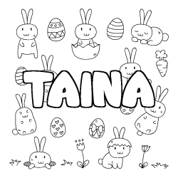Coloring page first name TAINA - Easter background