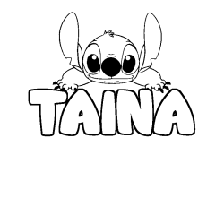Coloring page first name TAINA - Stitch background