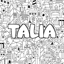 Coloring page first name TALIA - City background