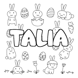 Coloring page first name TALIA - Easter background