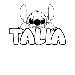 Coloring page first name TALIA - Stitch background