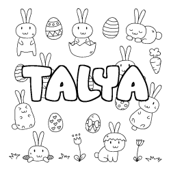 Coloring page first name TALYA - Easter background