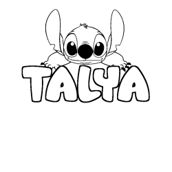 Coloring page first name TALYA - Stitch background