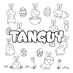 Coloring page first name TANGUY - Easter background