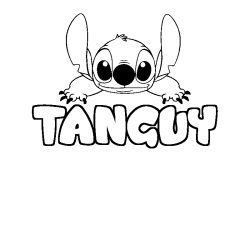 Coloring page first name TANGUY - Stitch background