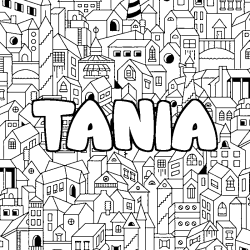 Coloring page first name TANIA - City background