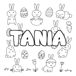 Coloring page first name TANIA - Easter background