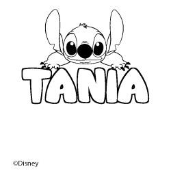 Coloring page first name TANIA - Stitch background