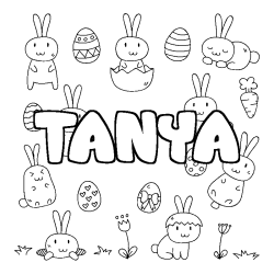 Coloring page first name TANYA - Easter background