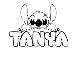 Coloring page first name TANYA - Stitch background