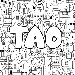 Coloring page first name TAO - City background