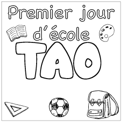 Coloring page first name TAO - School First day background