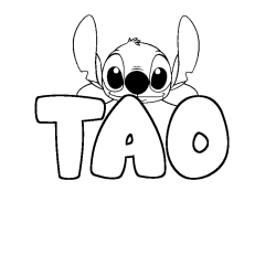 Coloring page first name TAO - Stitch background