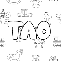 Coloring page first name TAO - Toys background