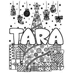 TARA - Christmas tree and presents background coloring