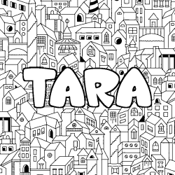 Coloring page first name TARA - City background