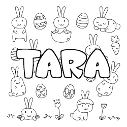 Coloring page first name TARA - Easter background