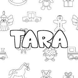 Coloring page first name TARA - Toys background