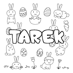 Coloring page first name TAREK - Easter background