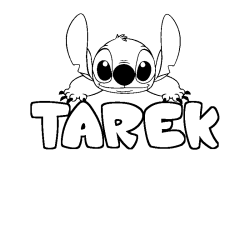 Coloring page first name TAREK - Stitch background