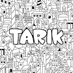 Coloring page first name TARIK - City background