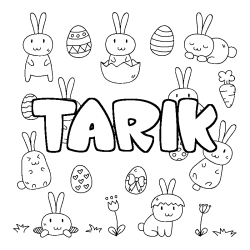 Coloring page first name TARIK - Easter background